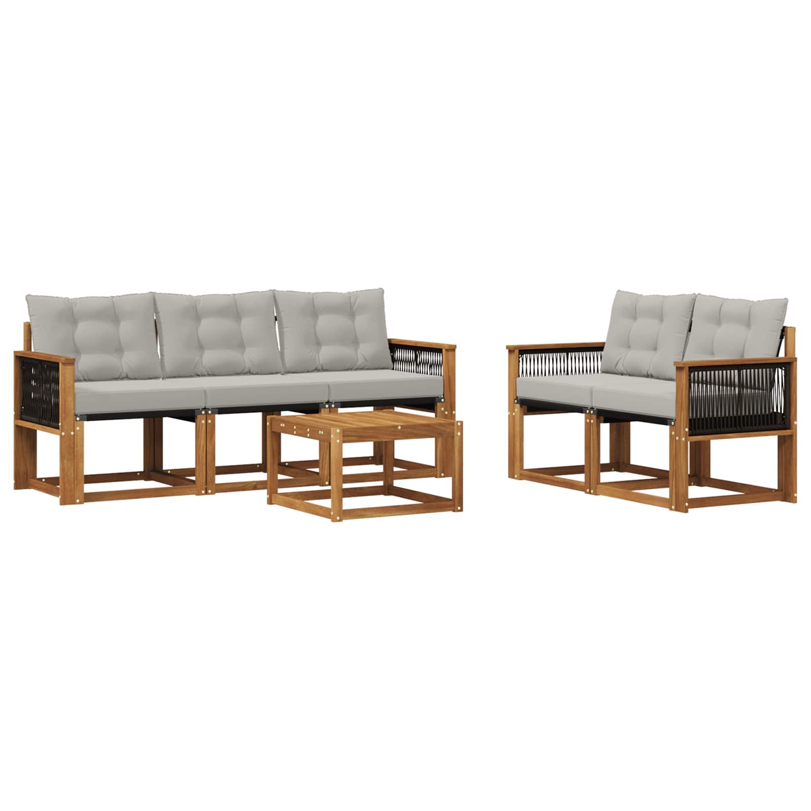 Outdoor-Sofagarnitur mit Kissen 6 pcs Natürlich und Hellgrau