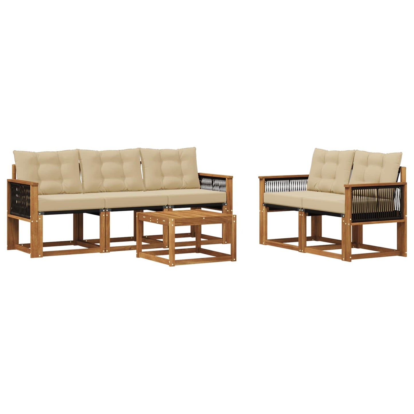 Outdoor-Sofagarnitur mit Kissen 6 pcs Natur und Beige