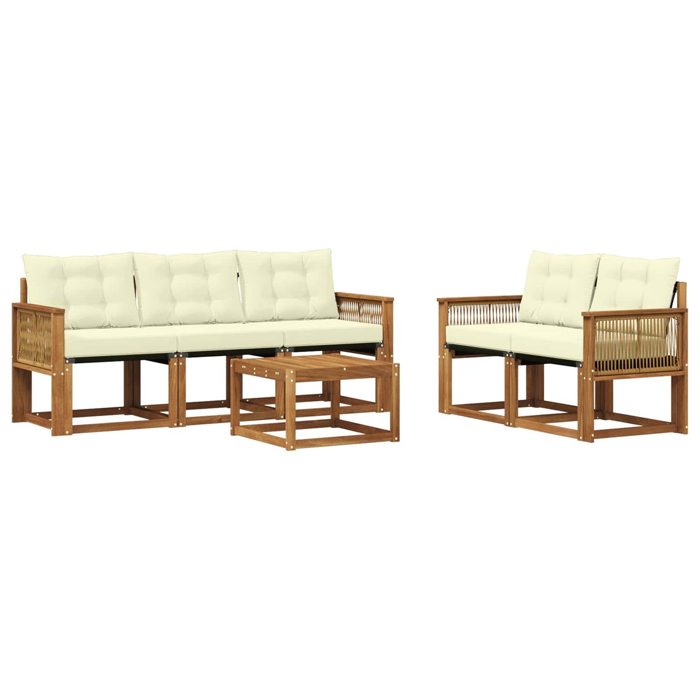 Outdoor-Sofagarnitur mit Kissen 6 pcs Natur und Creme