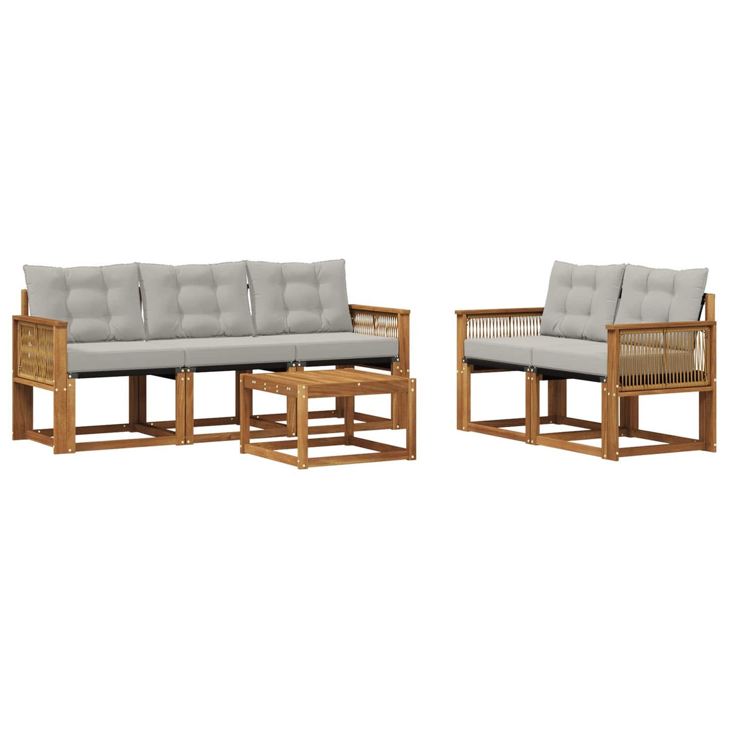 Outdoor-Sofagarnitur mit Kissen 6 pcs Natürlich und Hellgrau