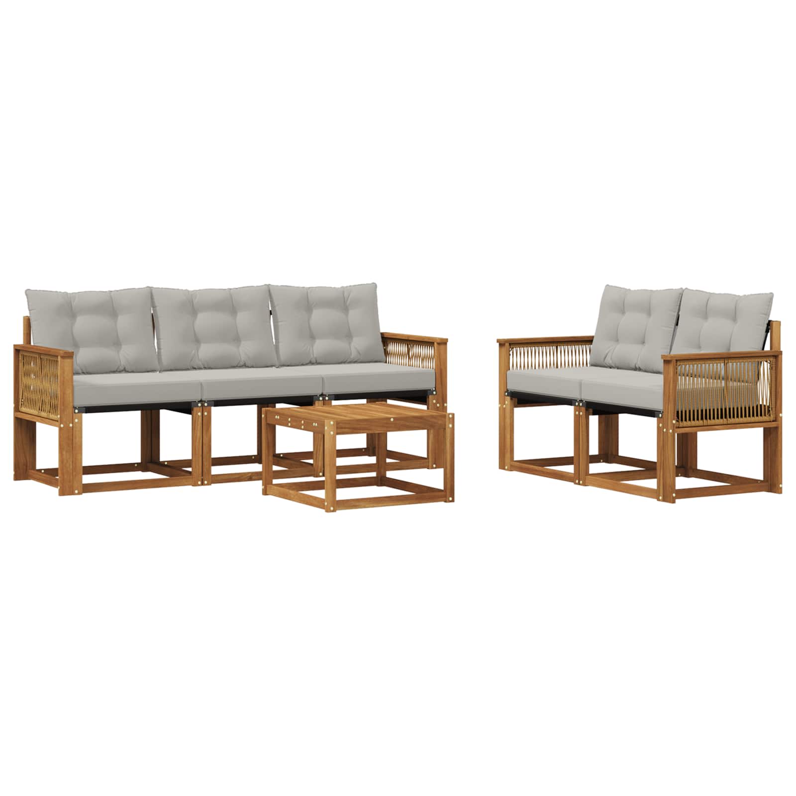 Outdoor-Sofagarnitur mit Kissen 6 pcs Natürlich und Hellgrau