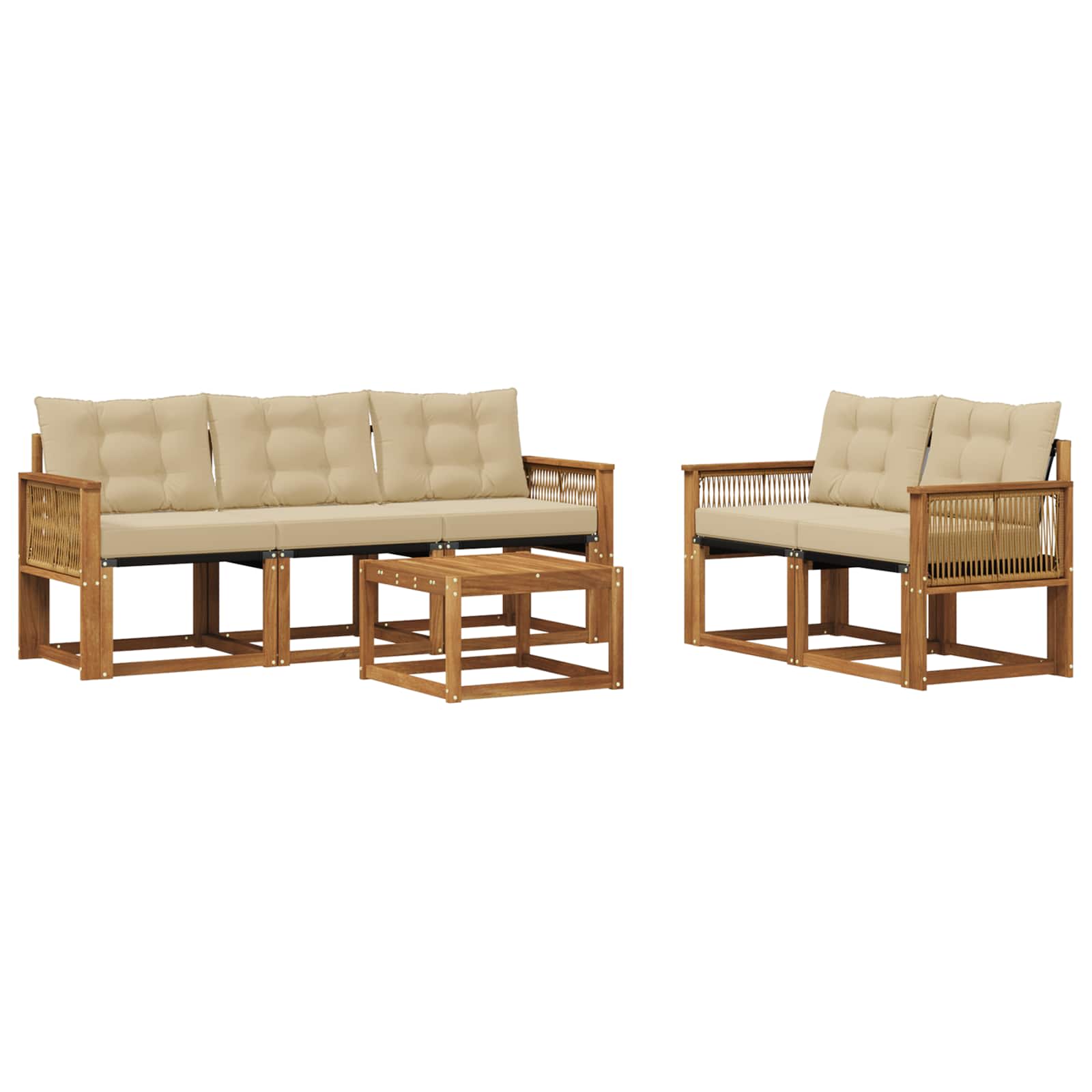 Outdoor-Sofagarnitur mit Kissen 6 pcs Natur und Beige