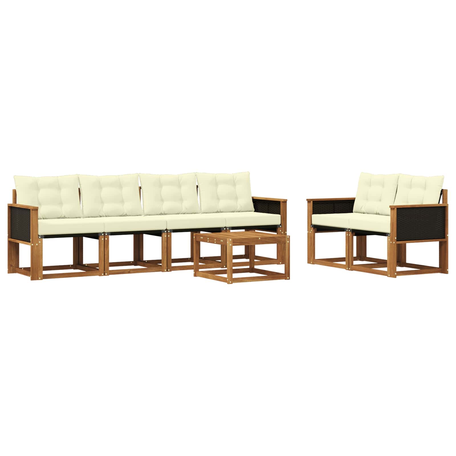 Outdoor-Sofagarnitur 7 stk. Natur und Creme