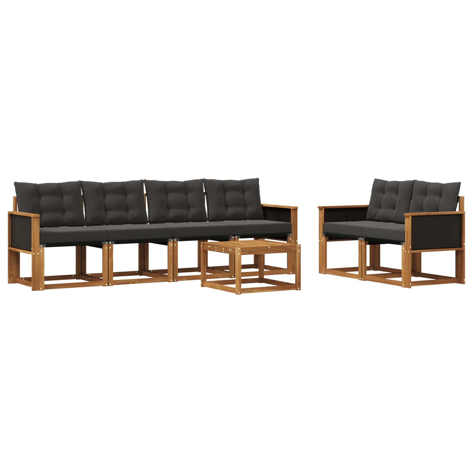 Outdoor-Sofagarnitur mit Kissen 7 pcs Natürlich und Schwarz