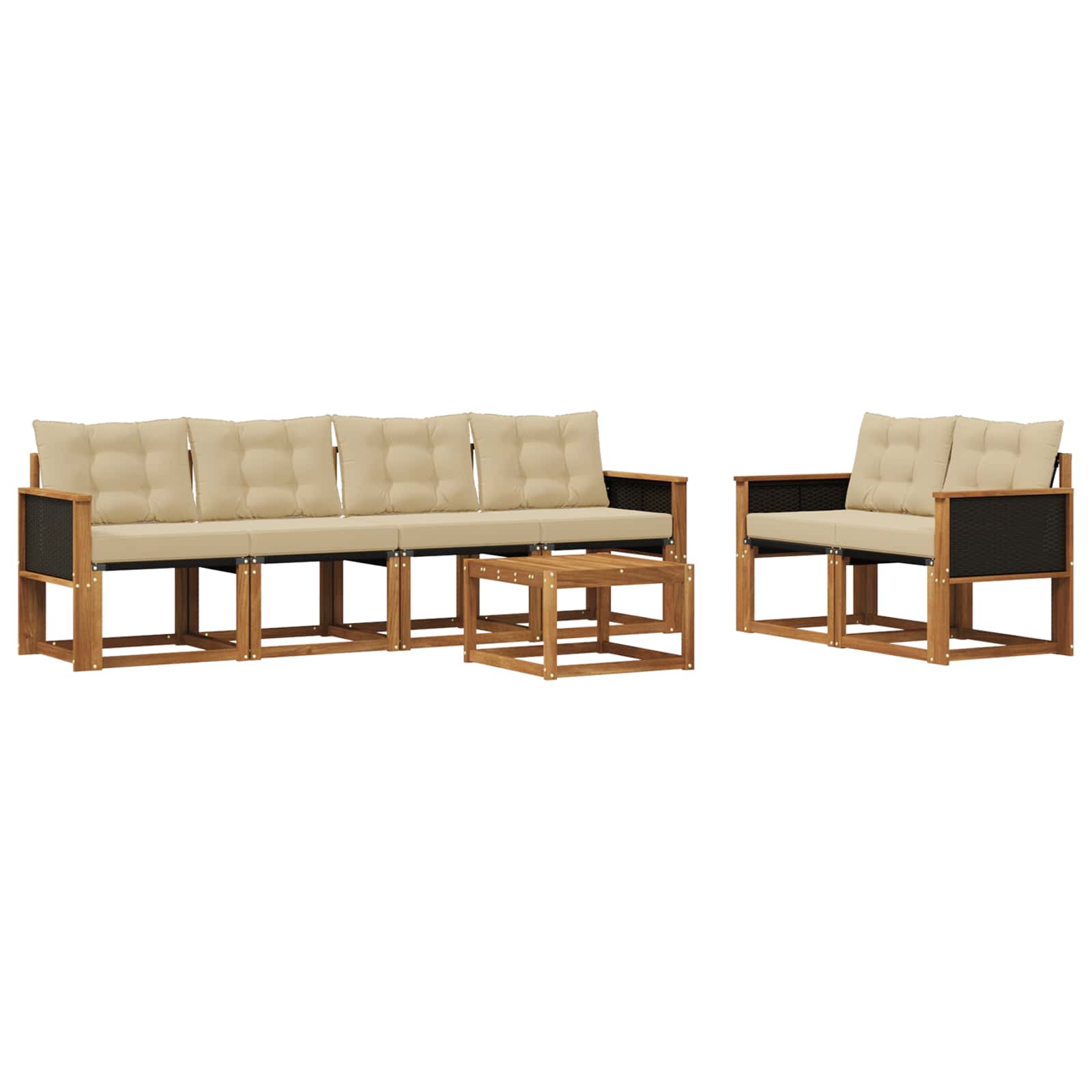 Outdoor-Sofagarnitur mit Kissen 7 pcs Natur und Beige