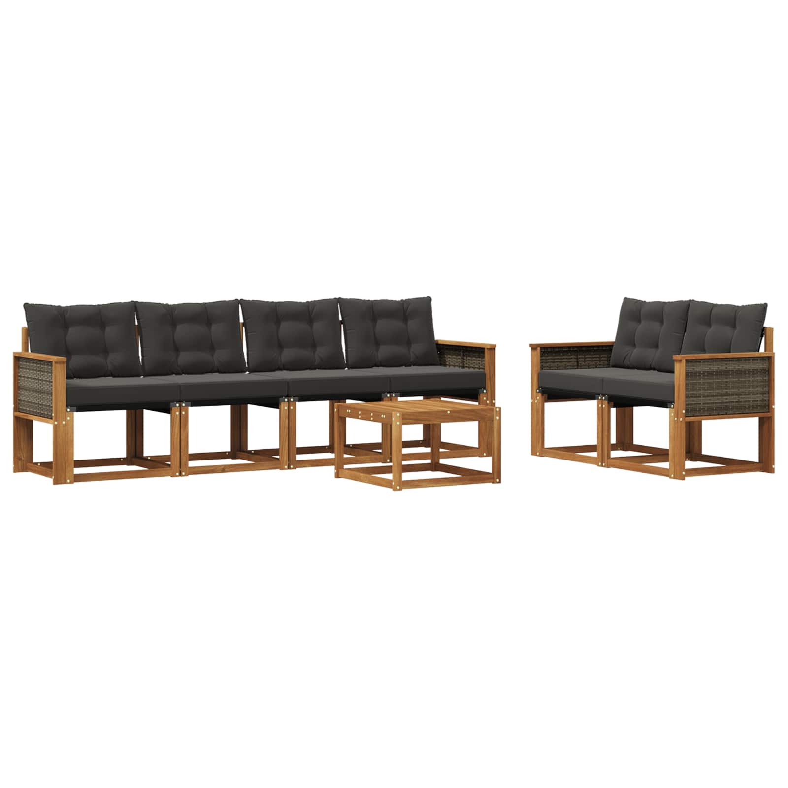 Outdoor-Sofagarnitur mit Kissen 7 pcs Natürlich und Schwarz