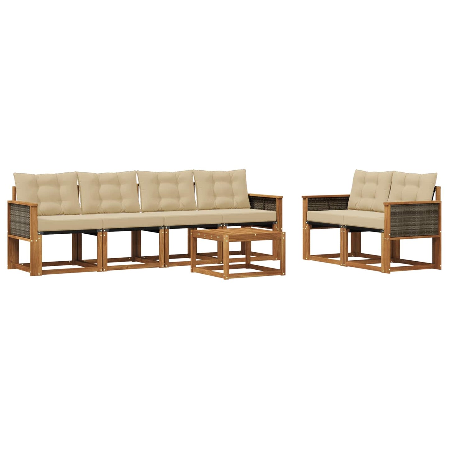 Outdoor-Sofagarnitur mit Kissen 7 pcs Natur und Beige
