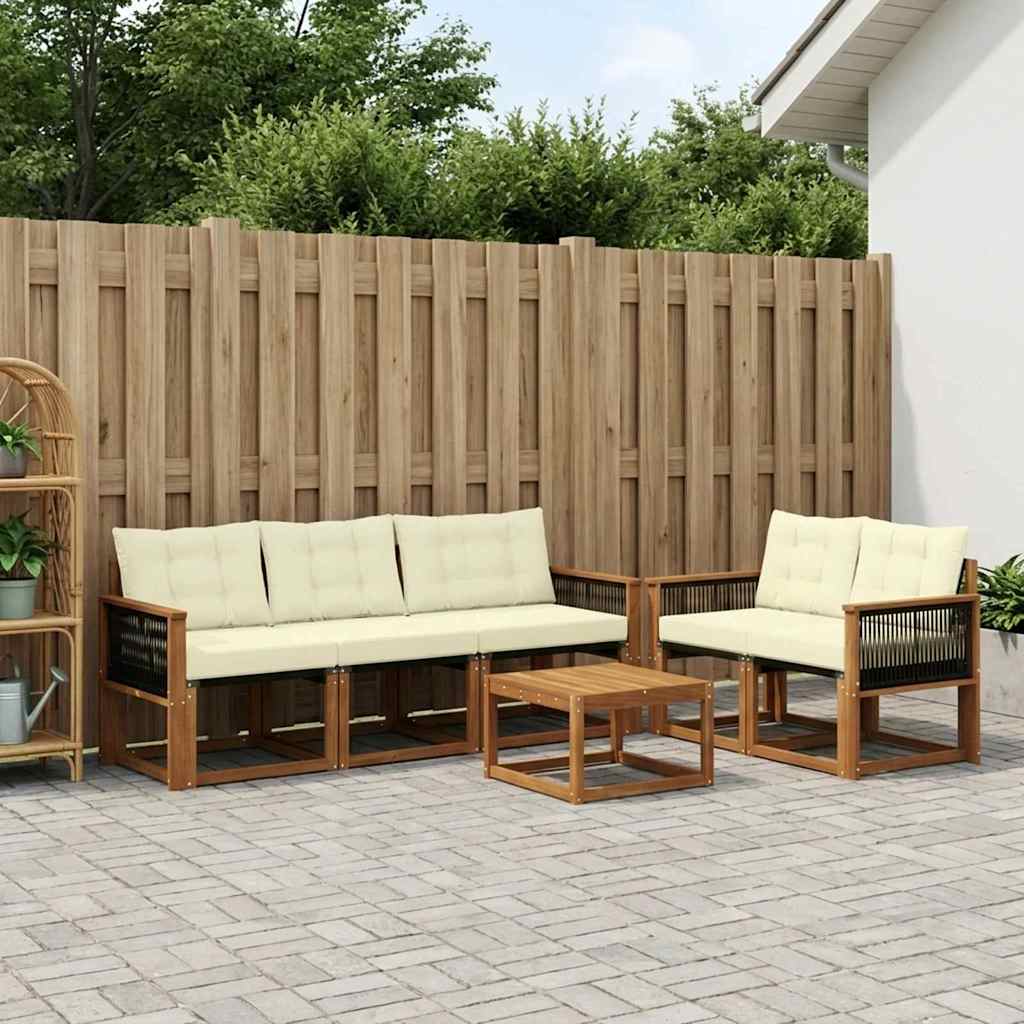 Outdoor-Sofagarnitur 7 stk. Natur und Creme