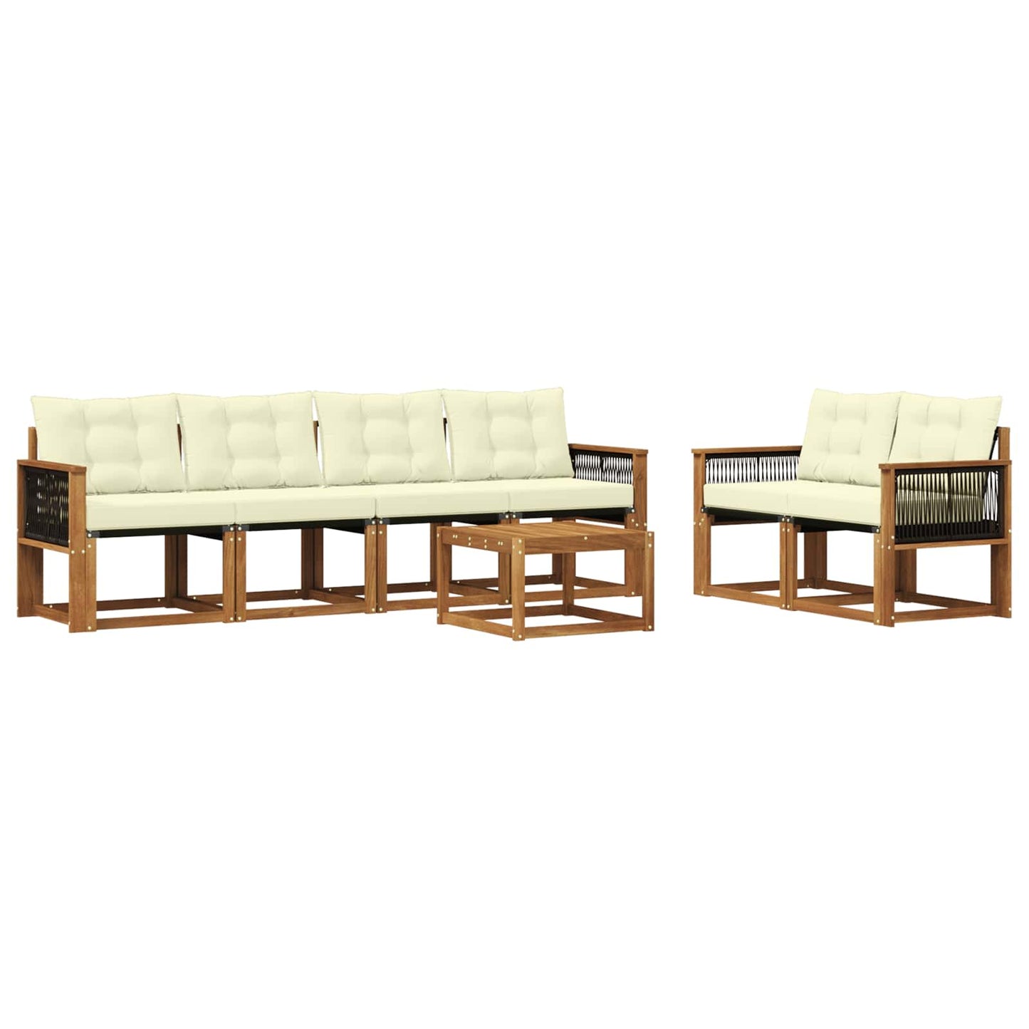 Outdoor-Sofagarnitur 7 stk. Natur und Creme
