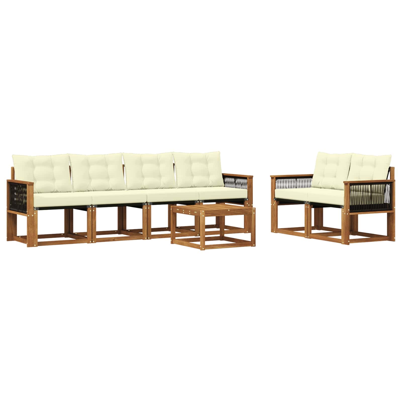 Outdoor-Sofagarnitur 7 stk. Natur und Creme