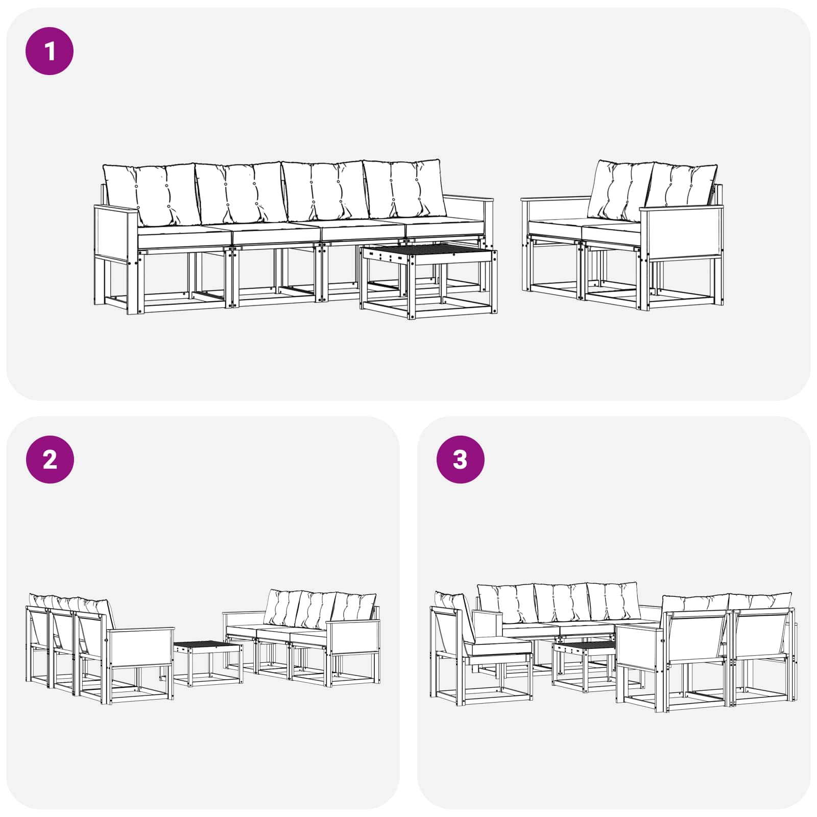 Outdoor-Sofagarnitur 7 stk. Natur und Creme