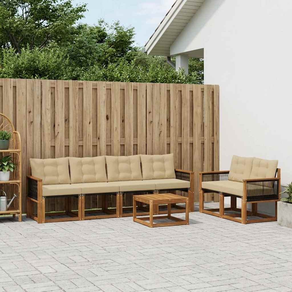 Outdoor-Sofagarnitur mit Kissen 7 pcs Natur und Beige