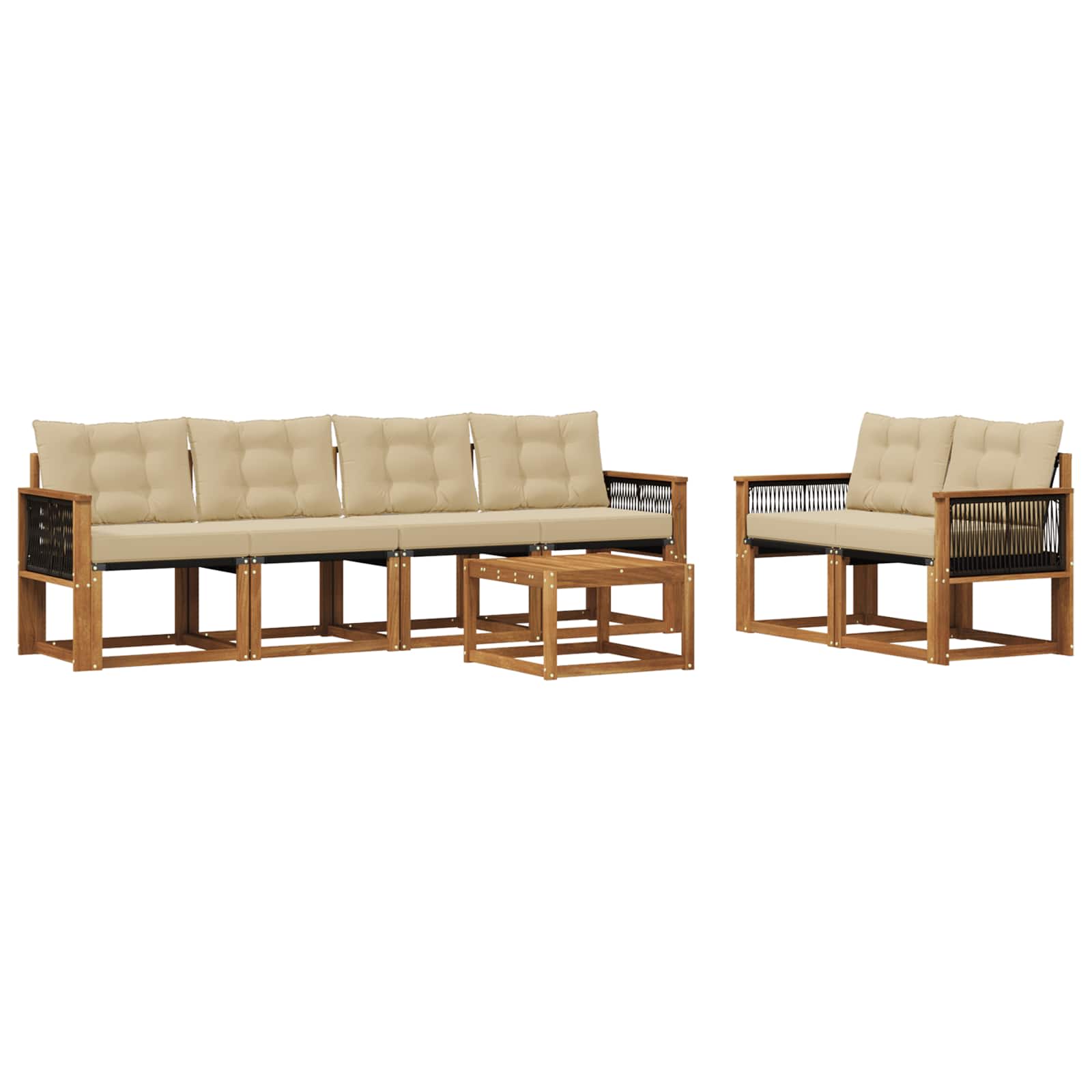 Outdoor-Sofagarnitur mit Kissen 7 pcs Natur und Beige