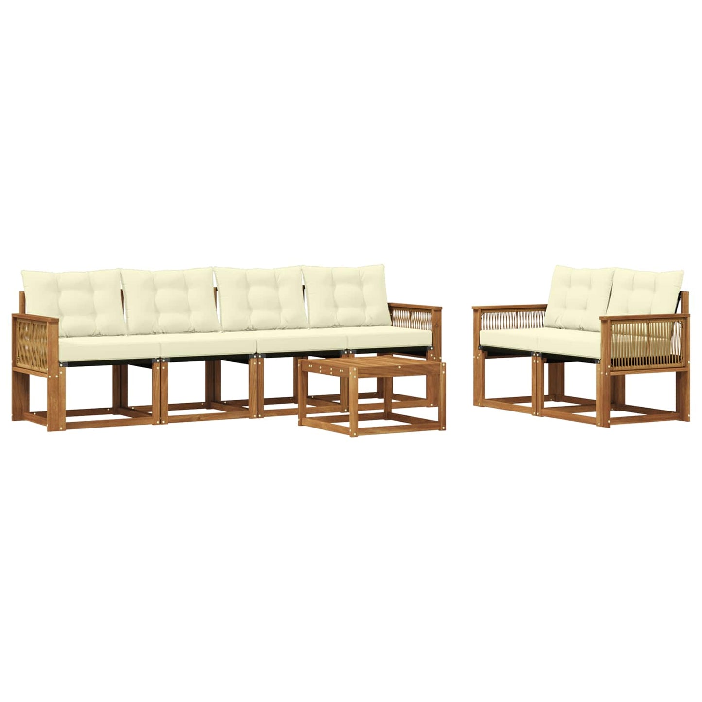 Outdoor-Sofagarnitur mit Kissen 7 pcs Natur und Creme