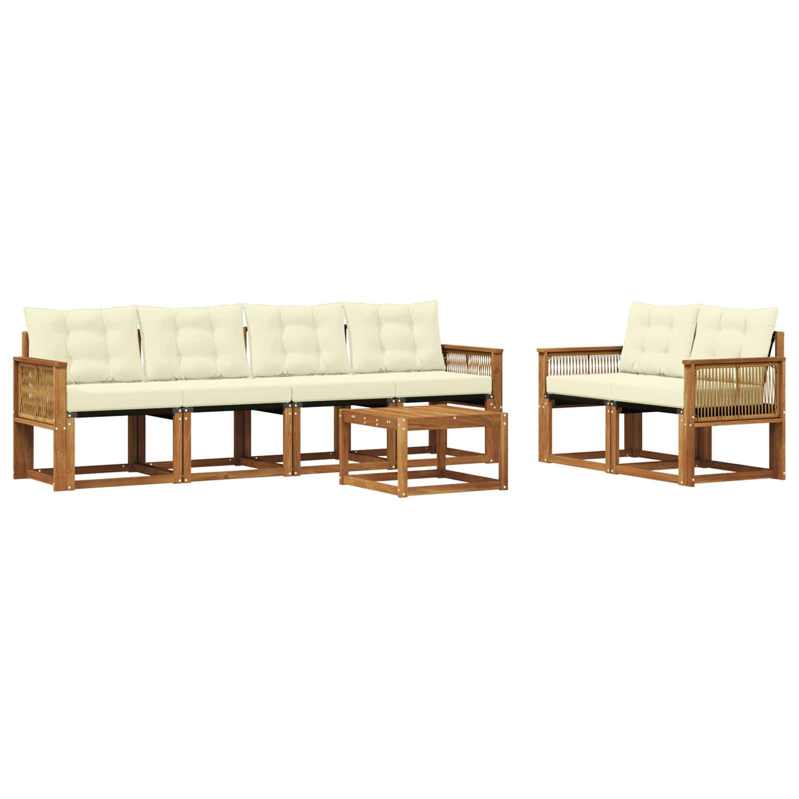 Outdoor-Sofagarnitur mit Kissen 7 pcs Natur und Creme