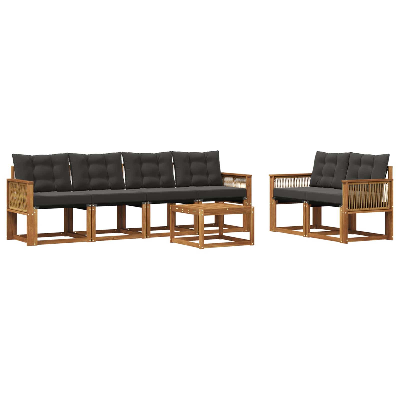 Outdoor-Sofagarnitur mit Kissen 7 pcs Natürlich und Schwarz