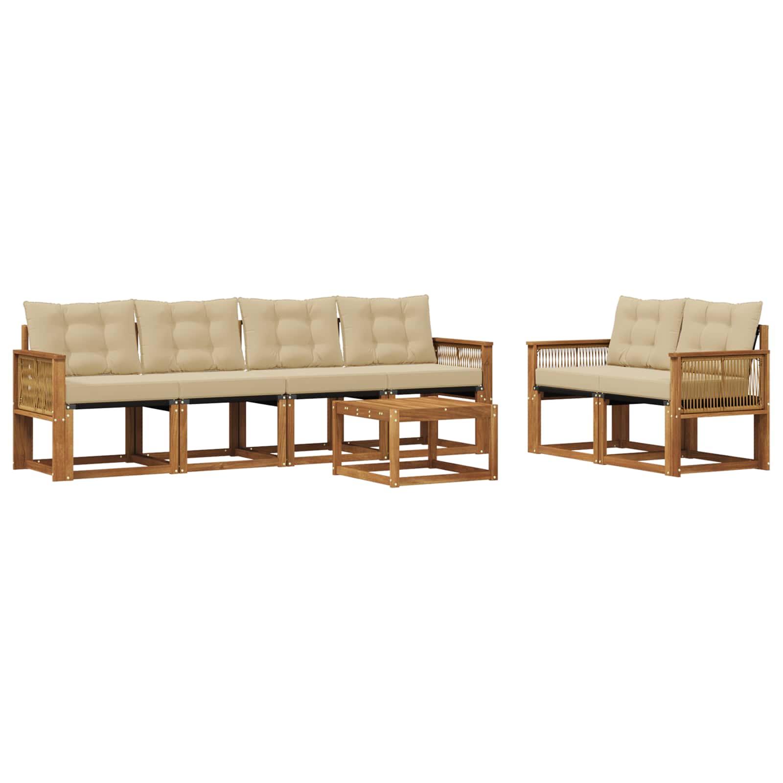 Outdoor-Sofagarnitur mit Kissen 7 pcs Natur und Beige