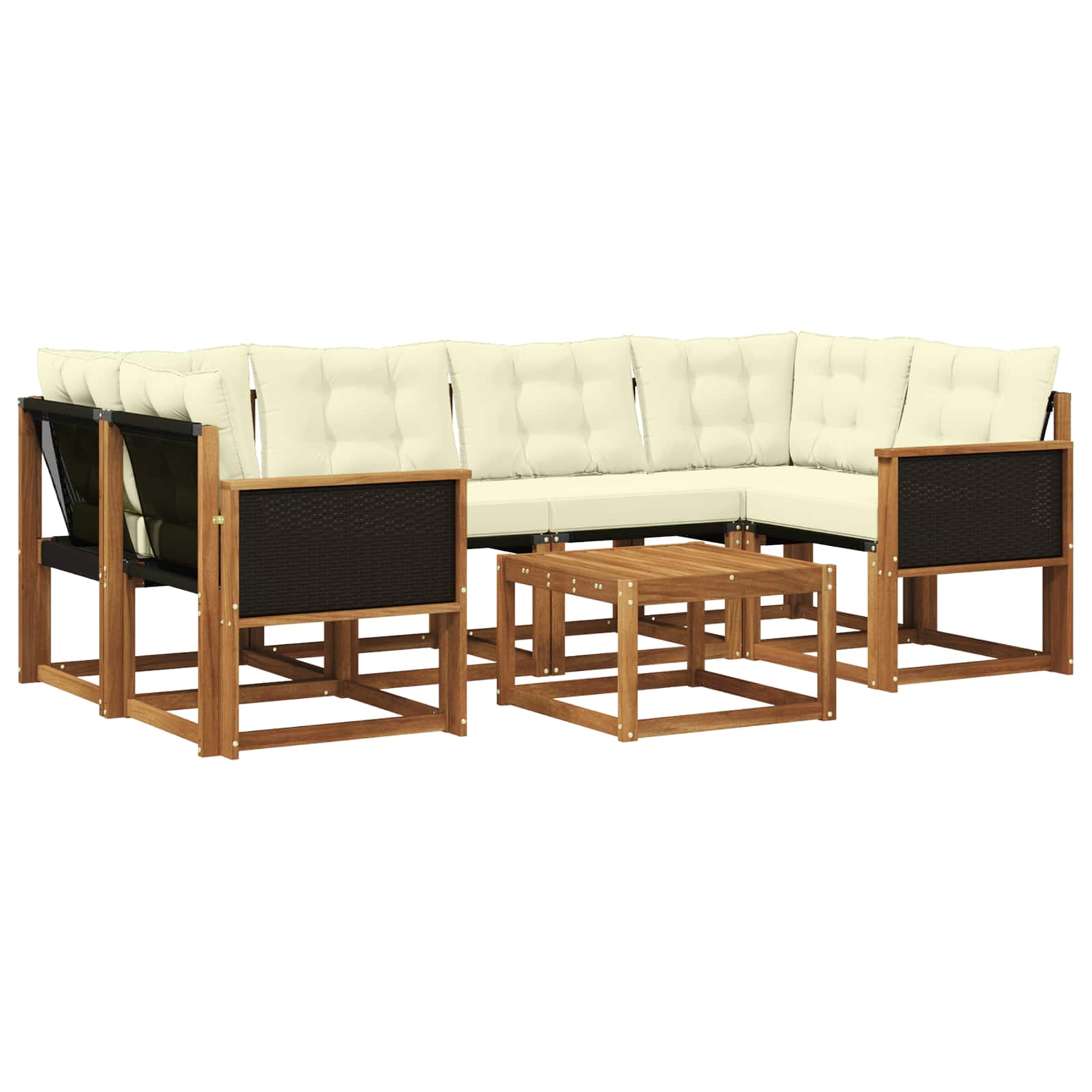 Outdoor-Sofagarnitur 7 stk. Natur und Creme