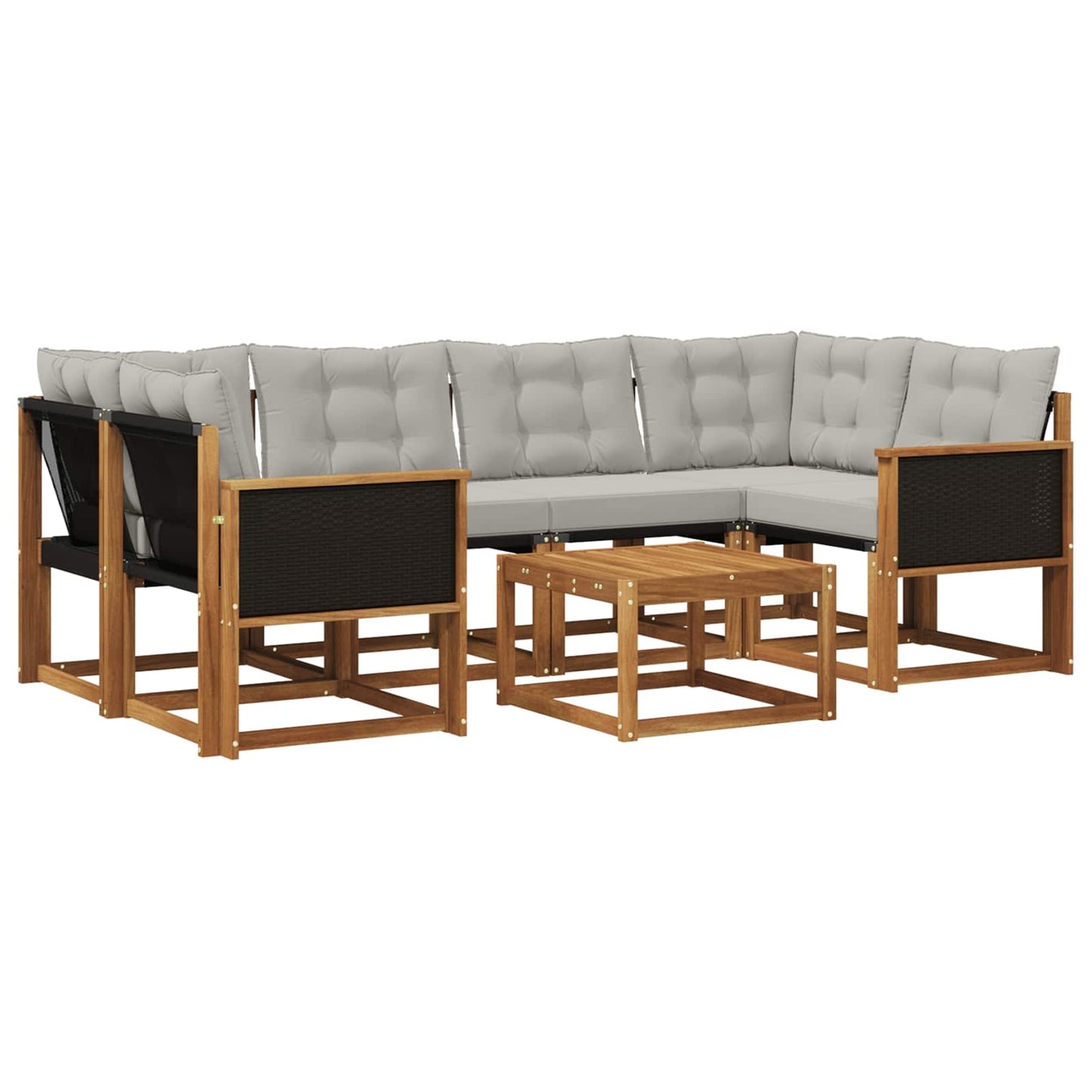 Outdoor-Sofagarnitur mit Kissen 7 pcs Natürlich und Hellgrau