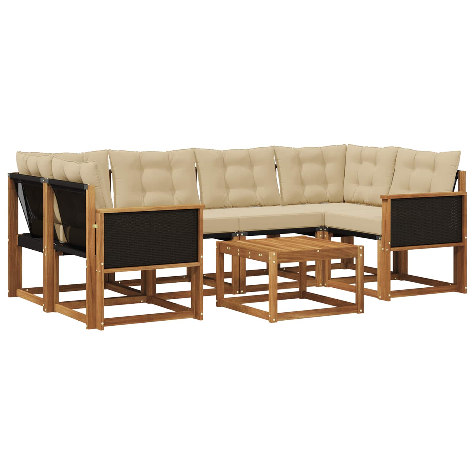 Outdoor-Sofagarnitur mit Kissen 7 pcs Natur und Beige