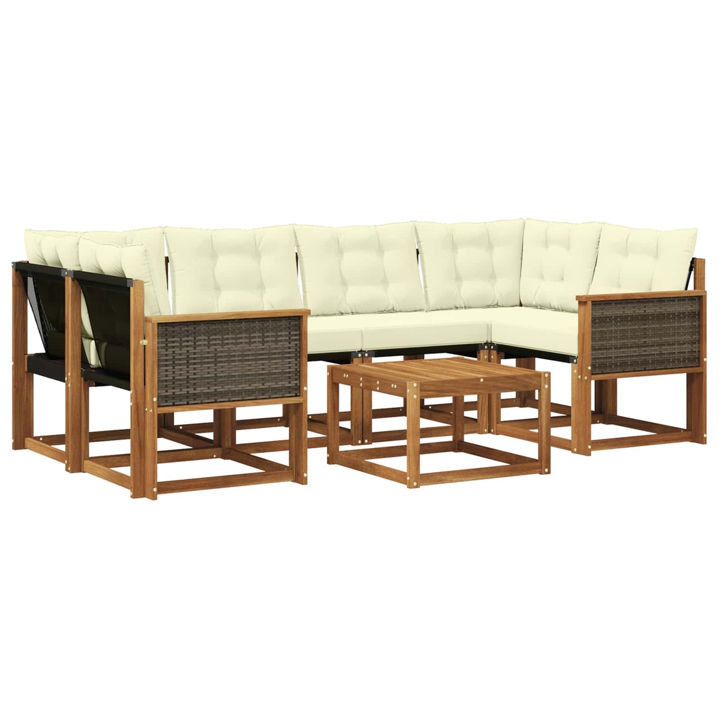 Outdoor-Sofagarnitur mit Kissen 7 pcs Natur und Creme
