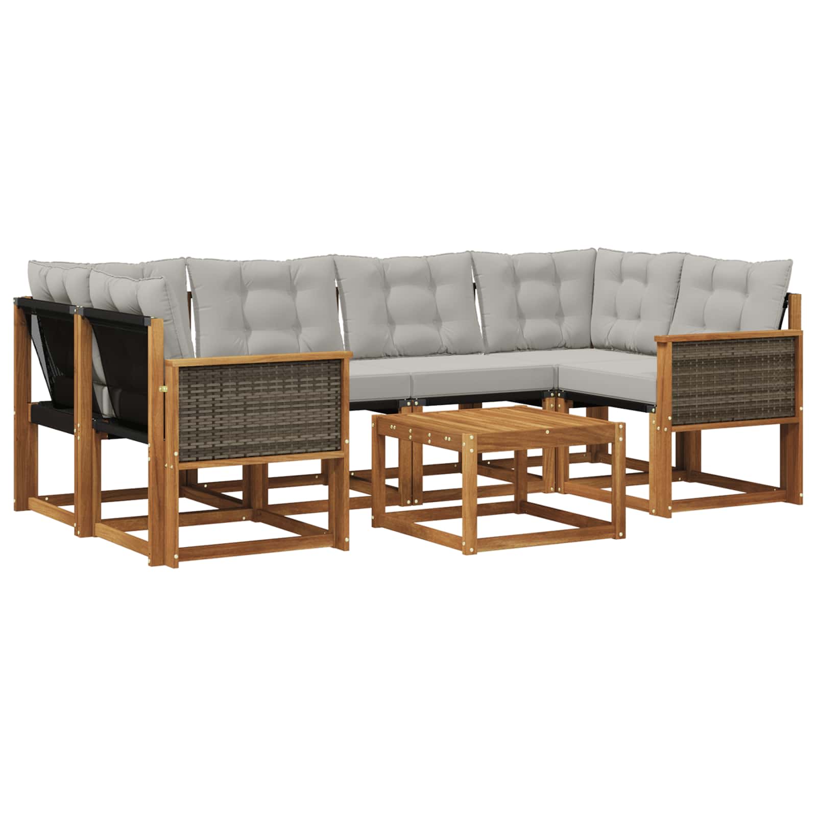 Outdoor-Sofagarnitur mit Kissen 7 pcs Natürlich und Hellgrau