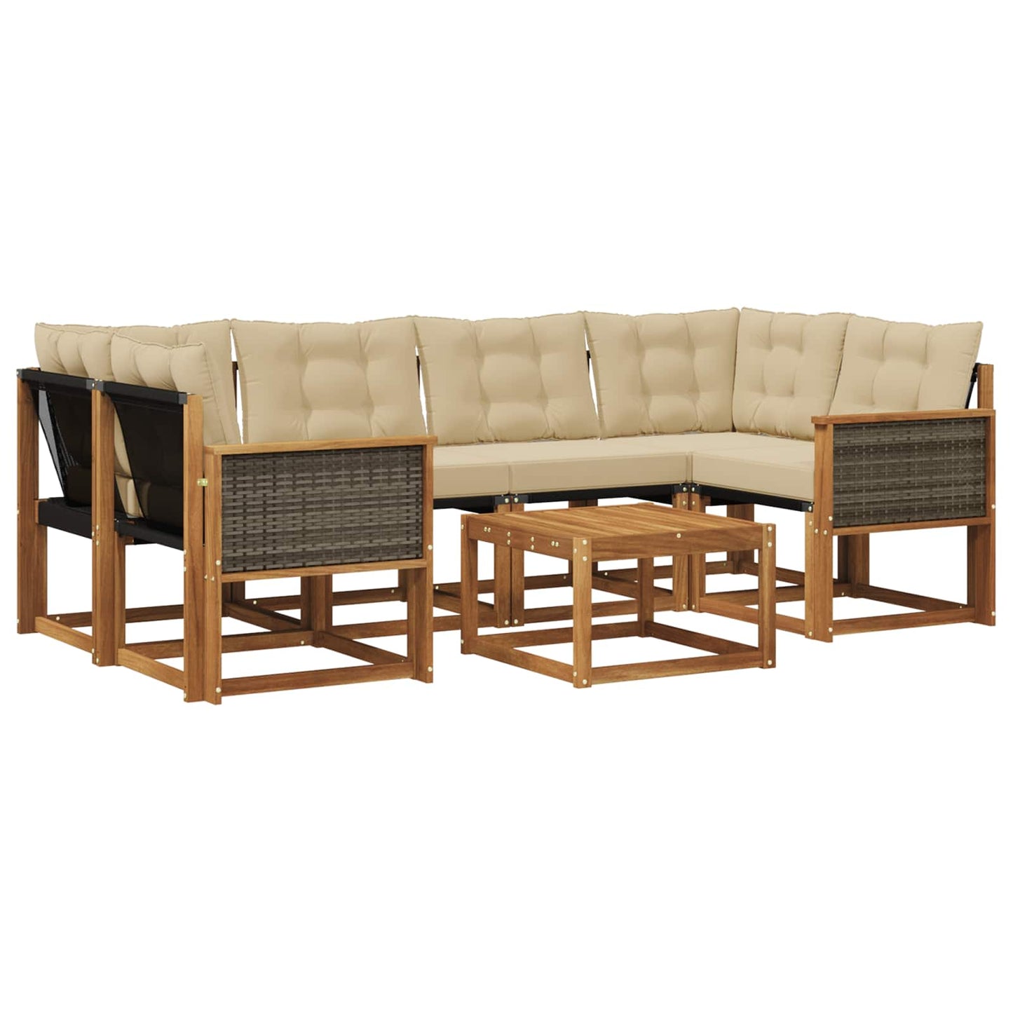 Outdoor-Sofagarnitur mit Kissen 7 pcs Natur und Beige