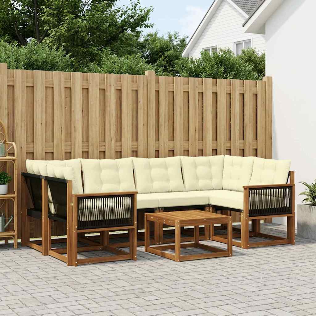 Outdoor-Sofagarnitur mit Kissen 7 pcs Natur und Creme