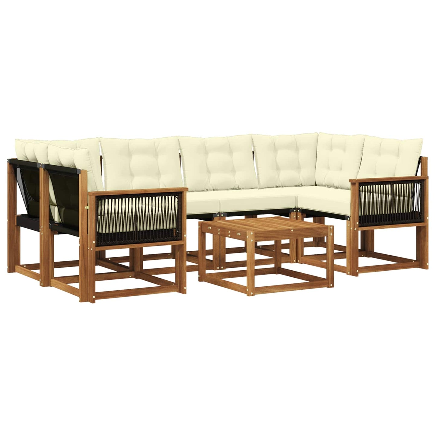 Outdoor-Sofagarnitur mit Kissen 7 pcs Natur und Creme