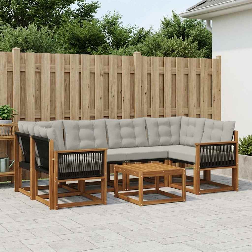 Outdoor-Sofagarnitur mit Kissen 7 pcs Natürlich und Hellgrau