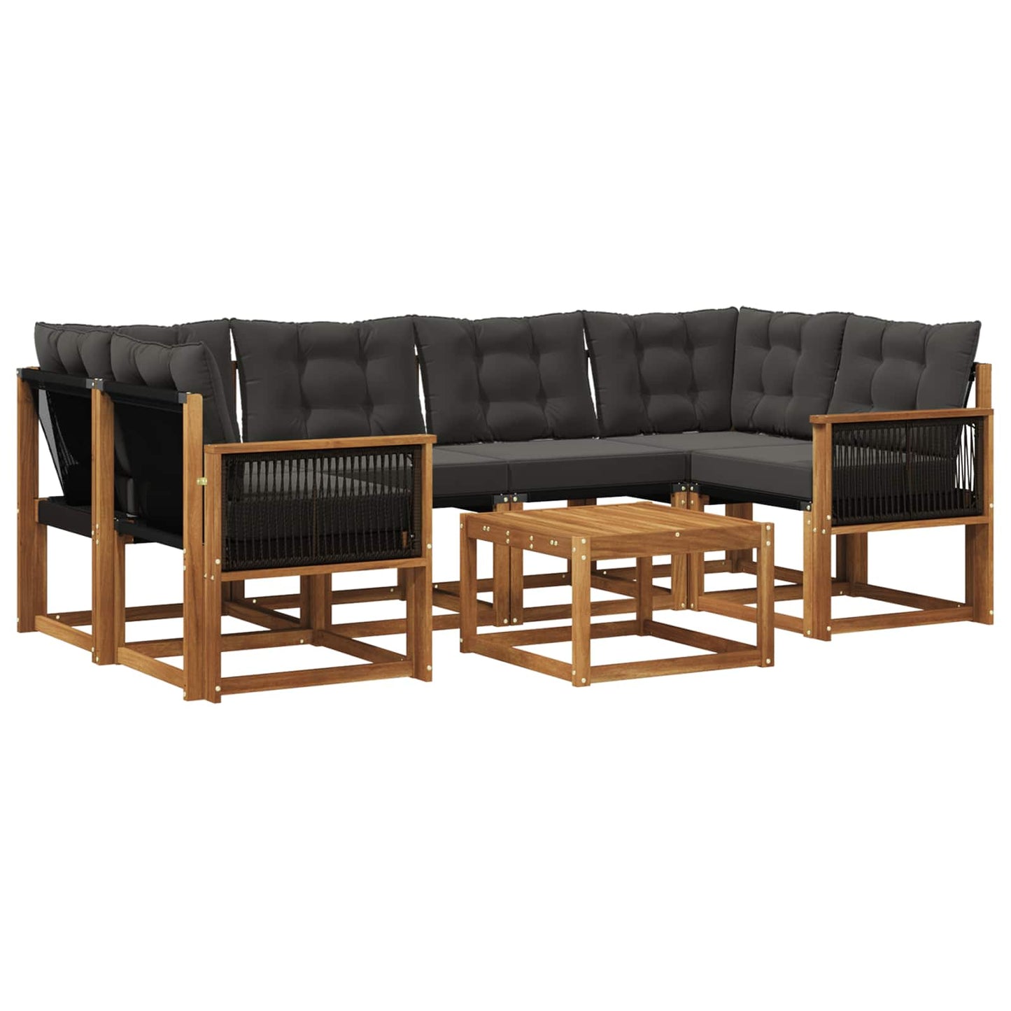 Outdoor-Sofagarnitur mit Kissen 7 pcs Natürlich und Schwarz