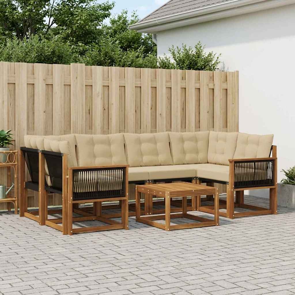 Outdoor-Sofagarnitur mit Kissen 7 pcs Natur und Beige