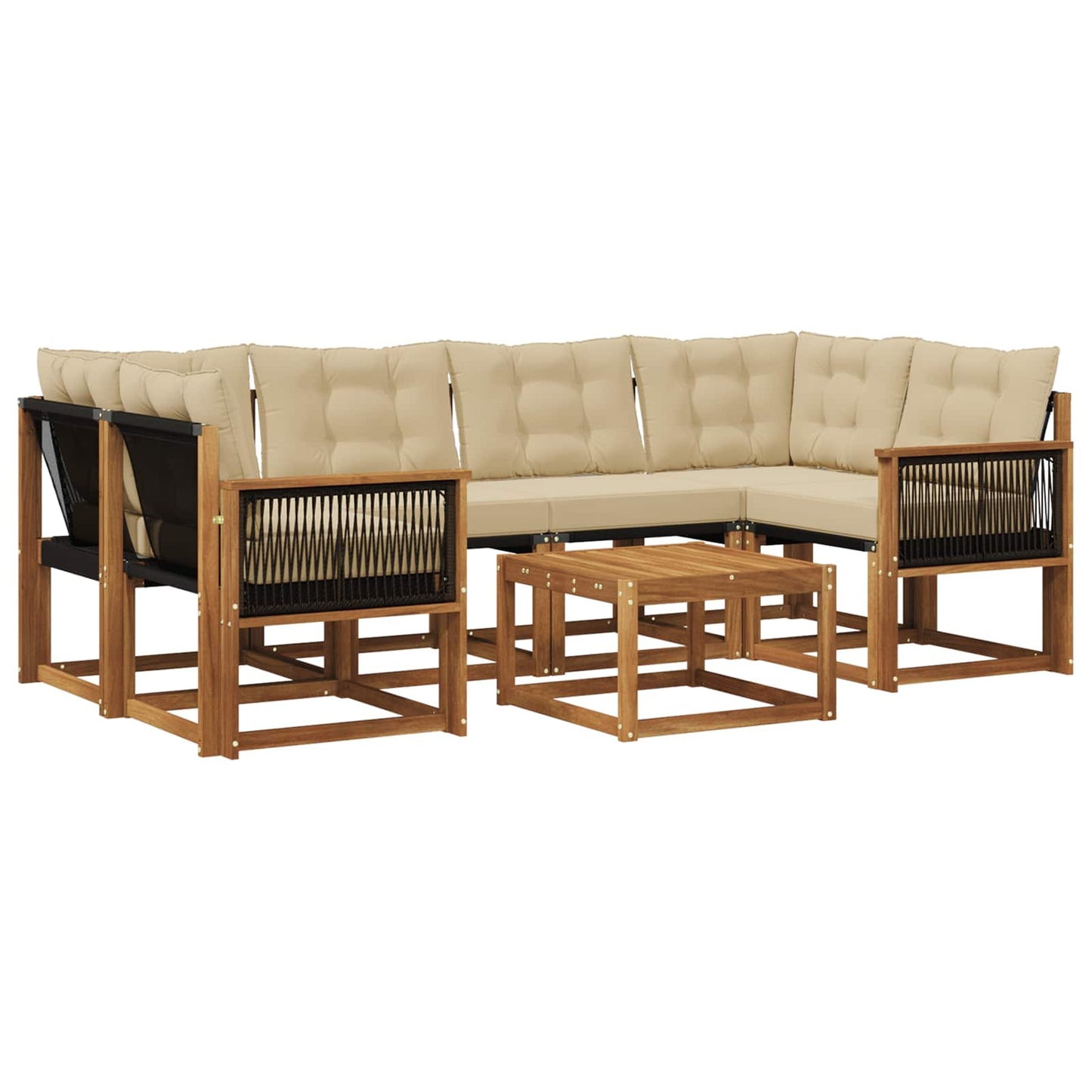 Outdoor-Sofagarnitur mit Kissen 7 pcs Natur und Beige
