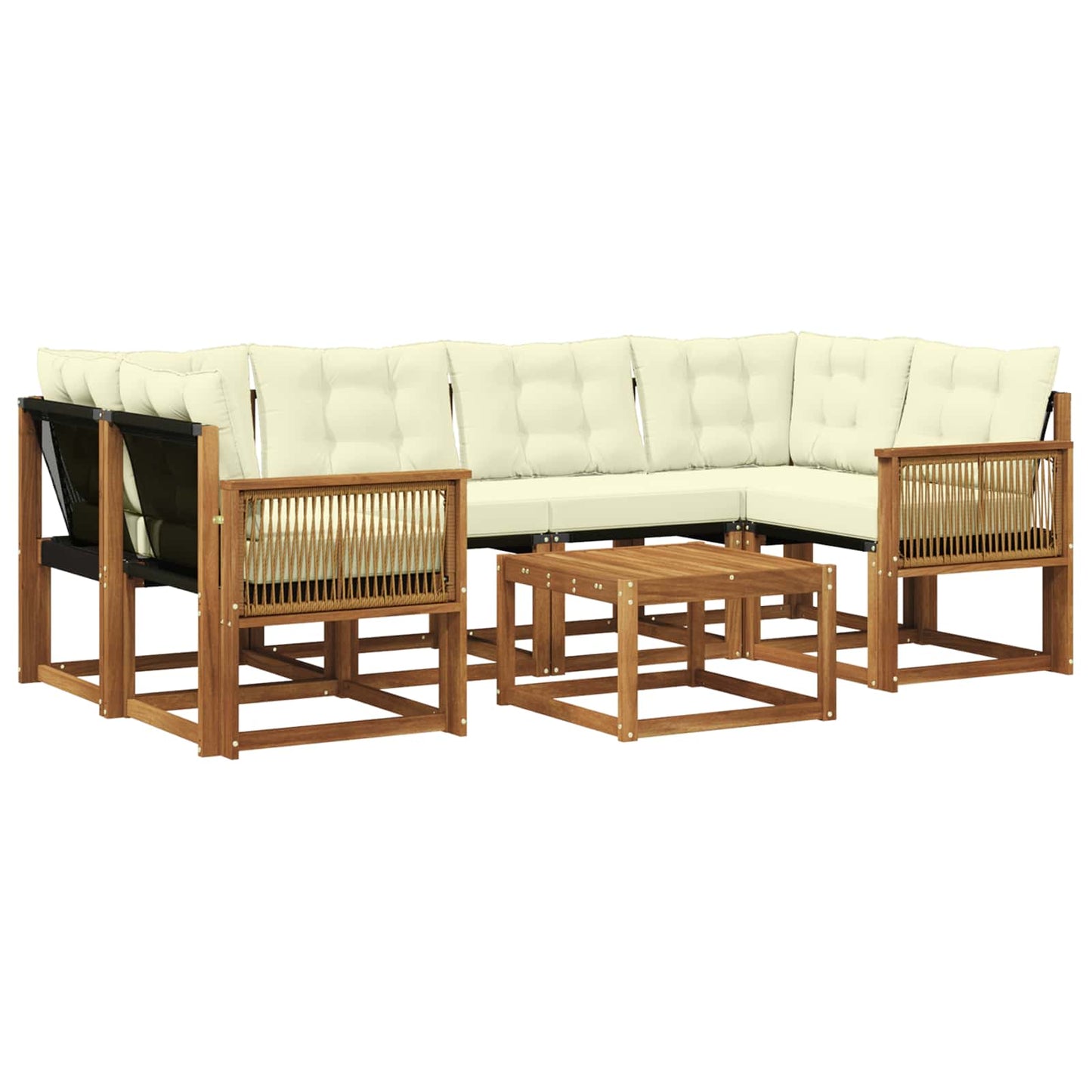 Outdoor-Sofagarnitur 7 stk. Natur und Creme