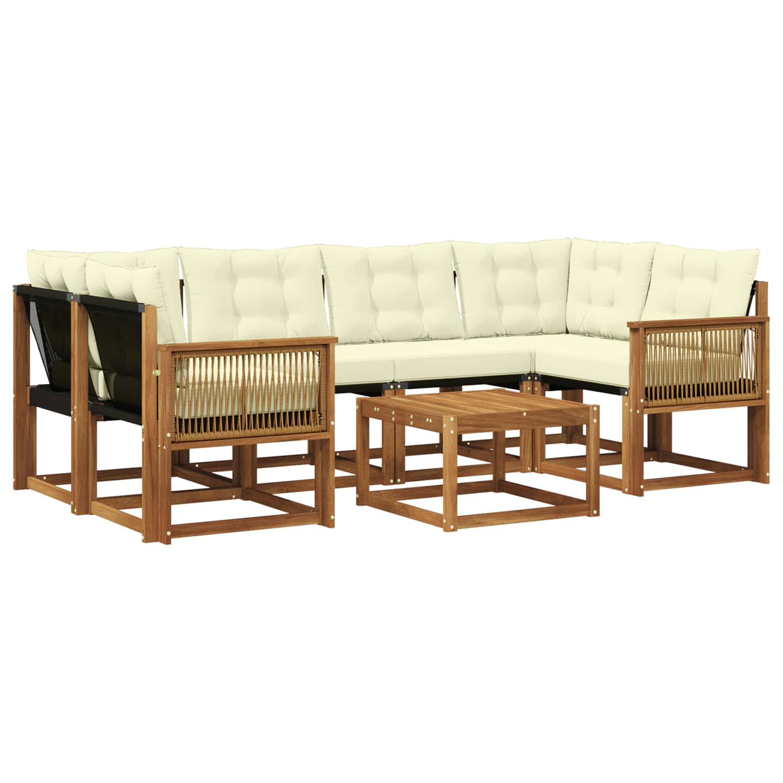 Outdoor-Sofagarnitur 7 stk. Natur und Creme