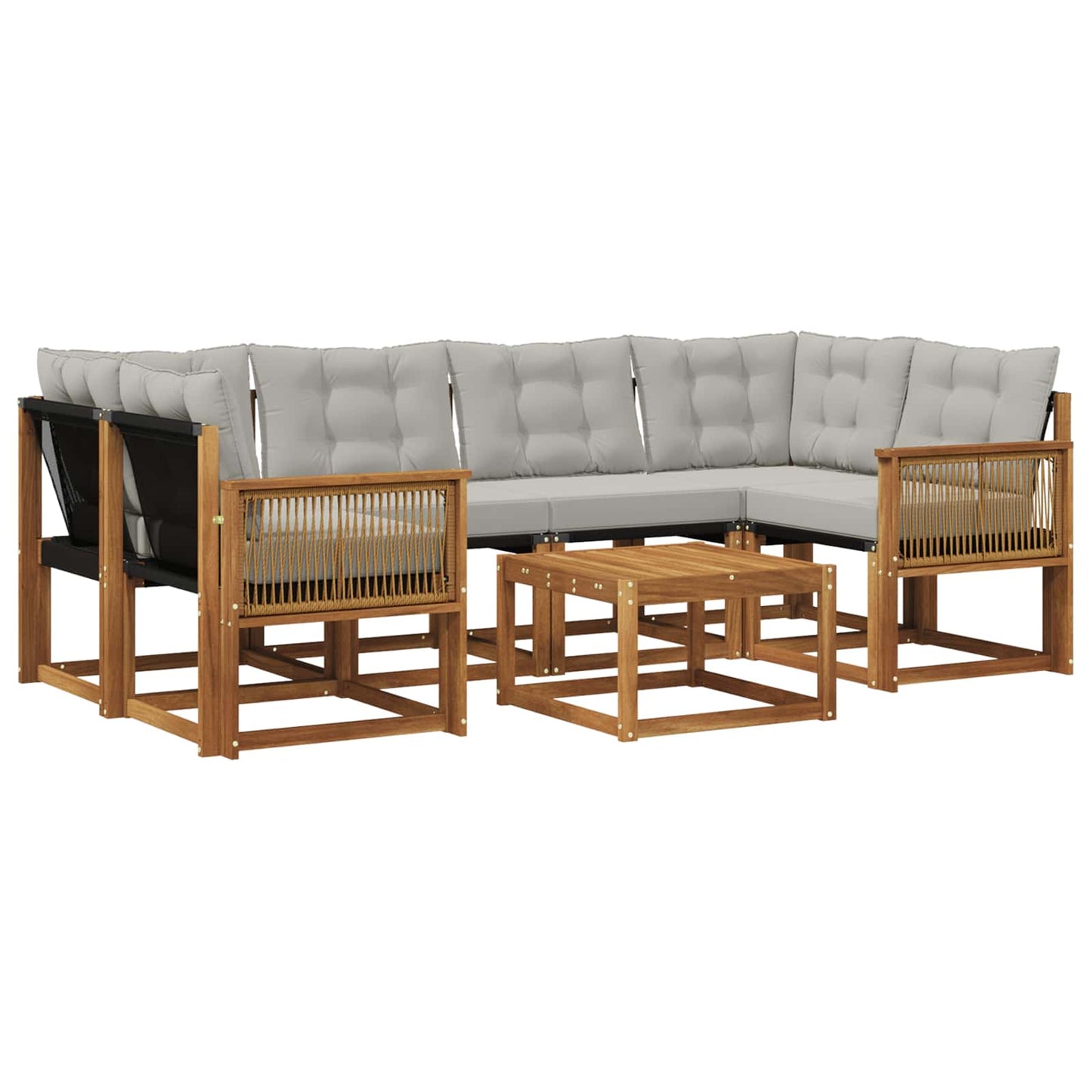 Outdoor-Sofagarnitur mit Kissen 7 pcs Natürlich und Hellgrau