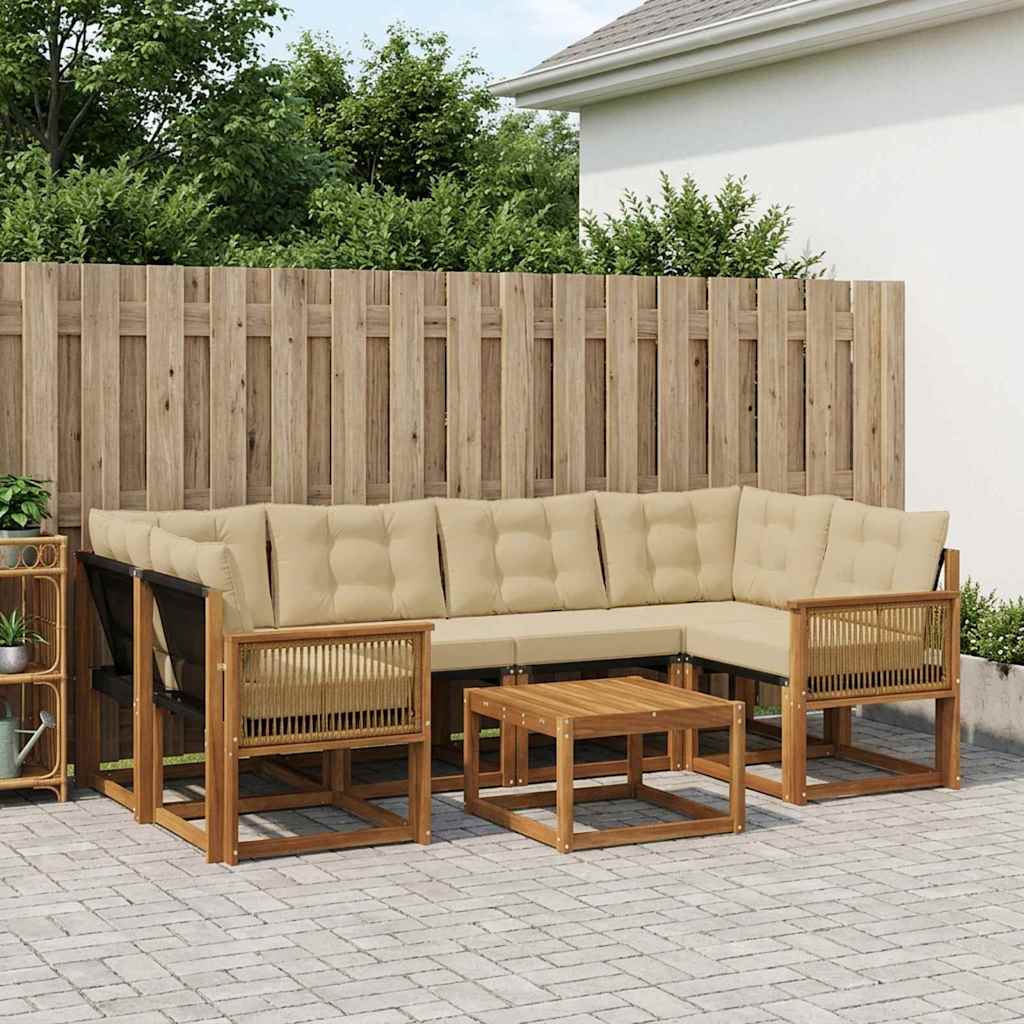 Outdoor-Sofagarnitur mit Kissen 7 pcs Natur und Beige