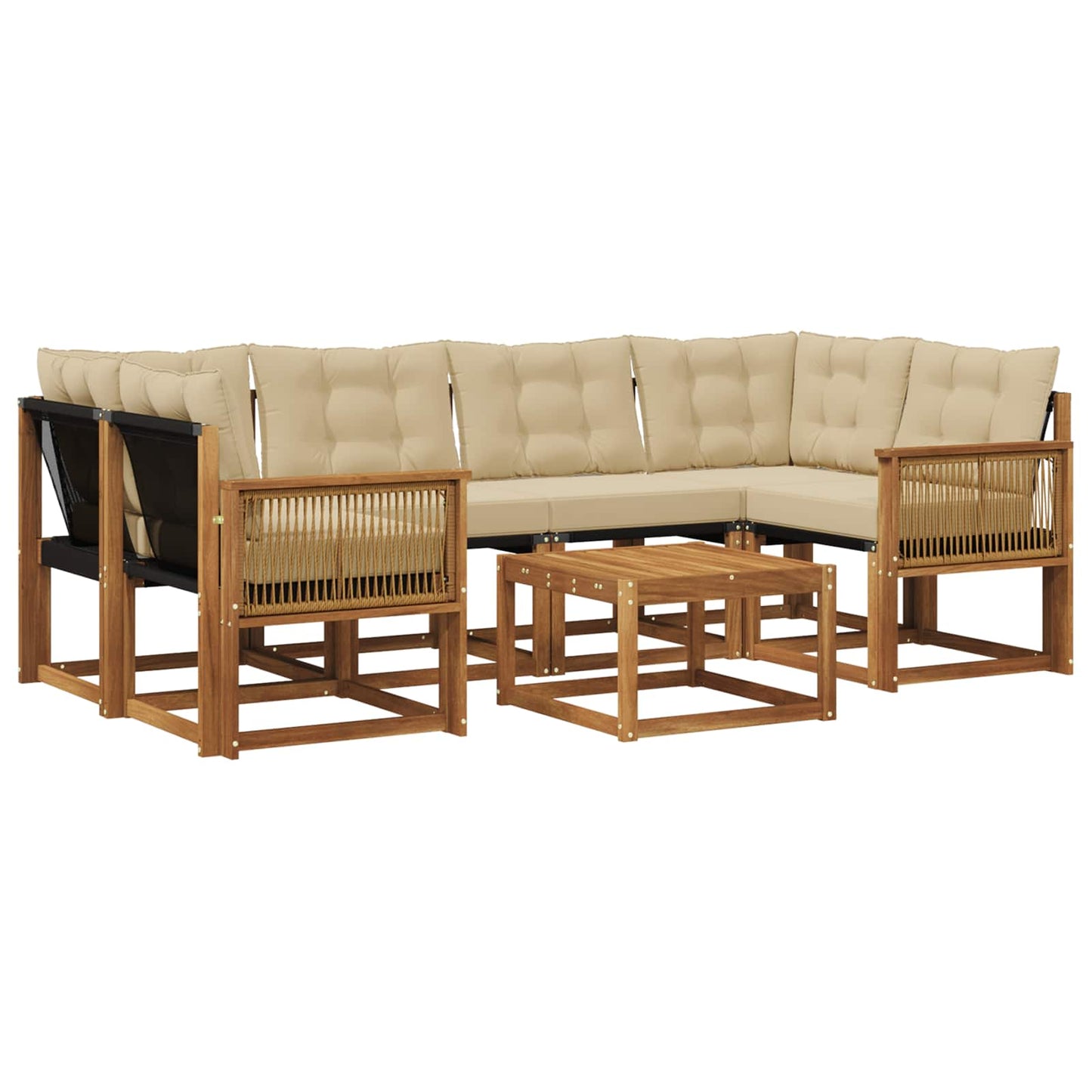 Outdoor-Sofagarnitur mit Kissen 7 pcs Natur und Beige