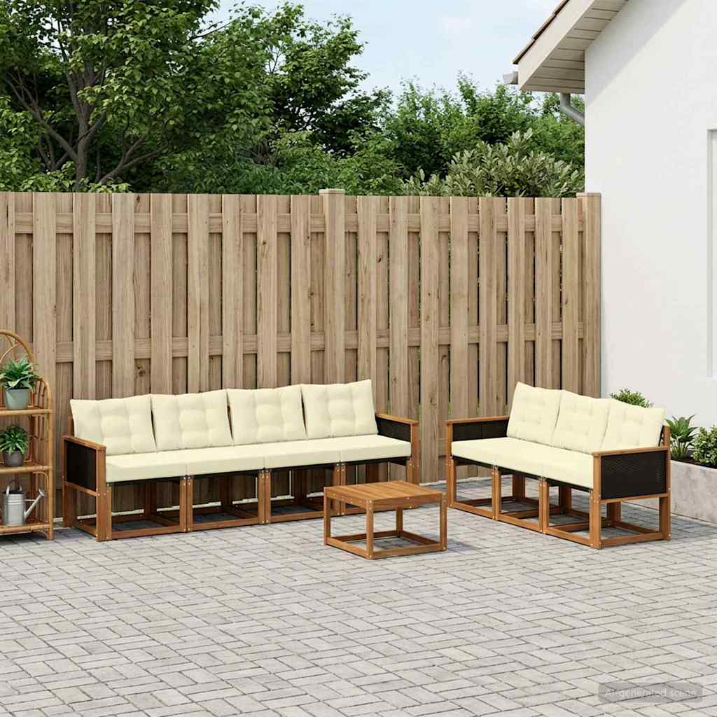 Outdoor-Sofagarnitur 8 stk. Natur und Creme