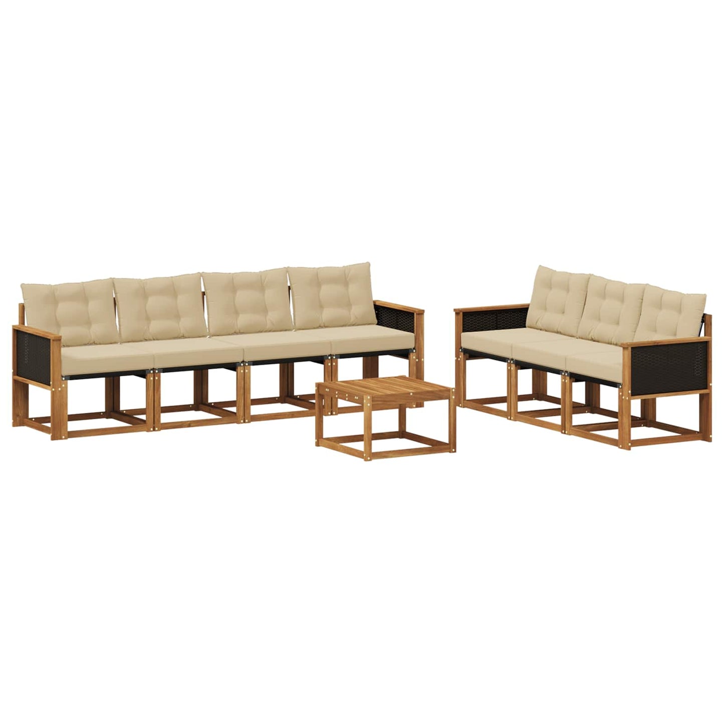 Outdoor-Sofagarnitur mit Kissen 8 pcs Natur und Beige