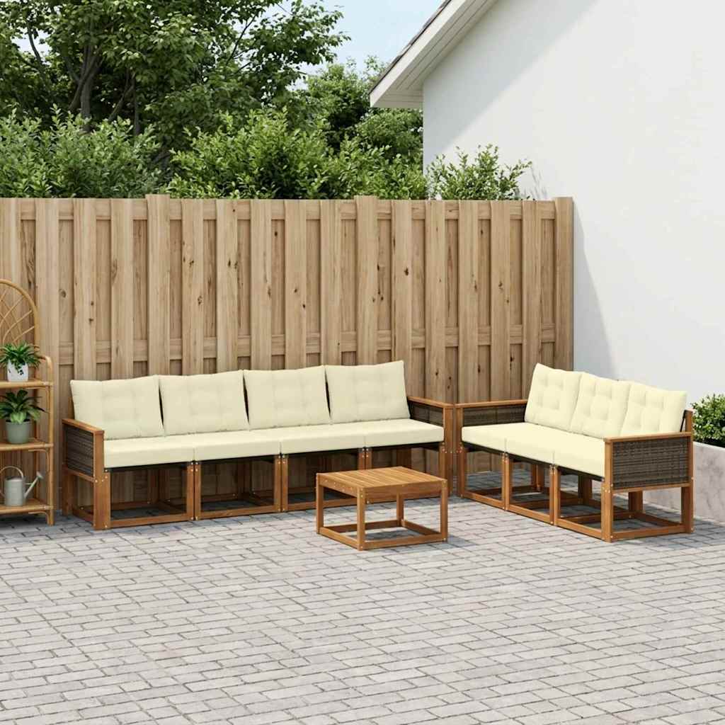 Outdoor-Sofagarnitur mit Kissen 8 pcs Natur und Creme