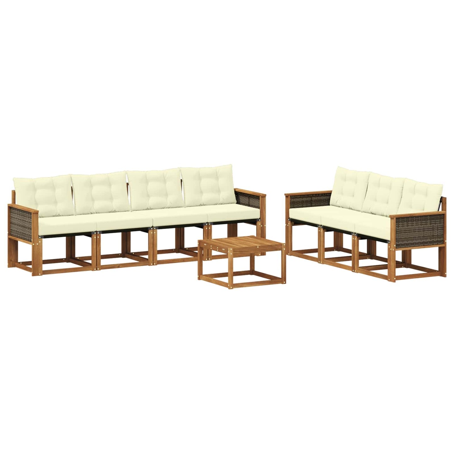 Outdoor-Sofagarnitur mit Kissen 8 pcs Natur und Creme