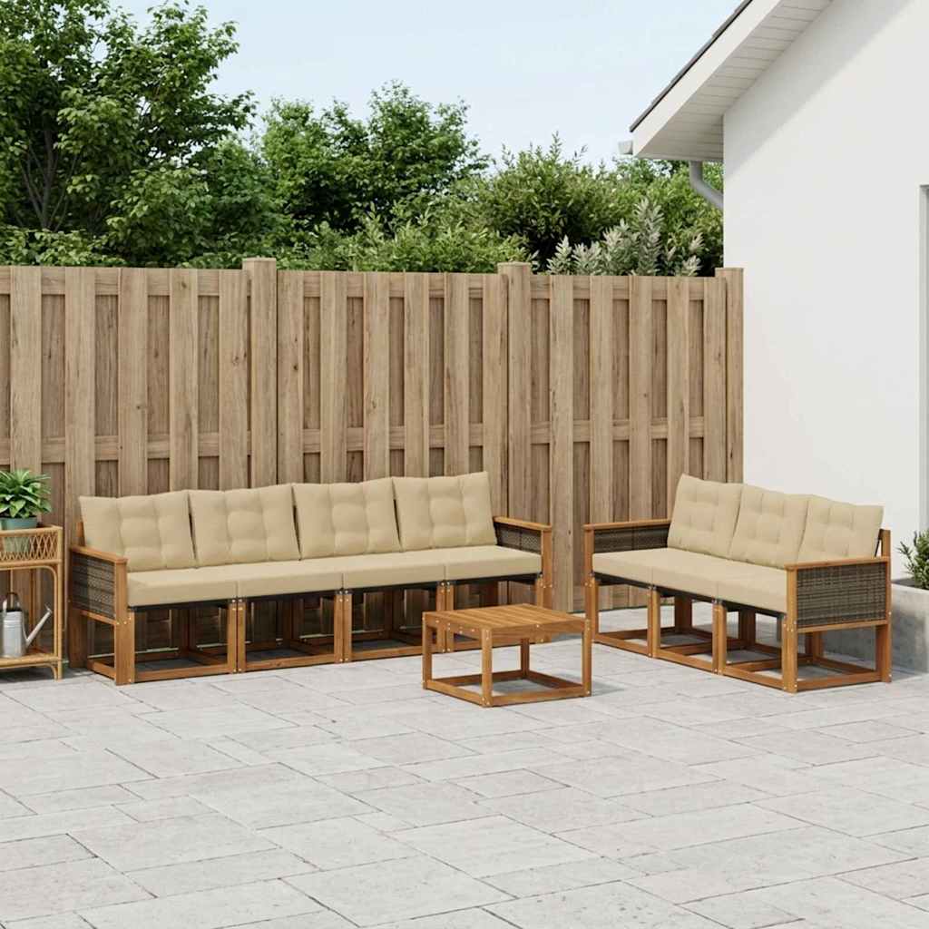 Outdoor-Sofagarnitur 8 stk. Natur und Beige