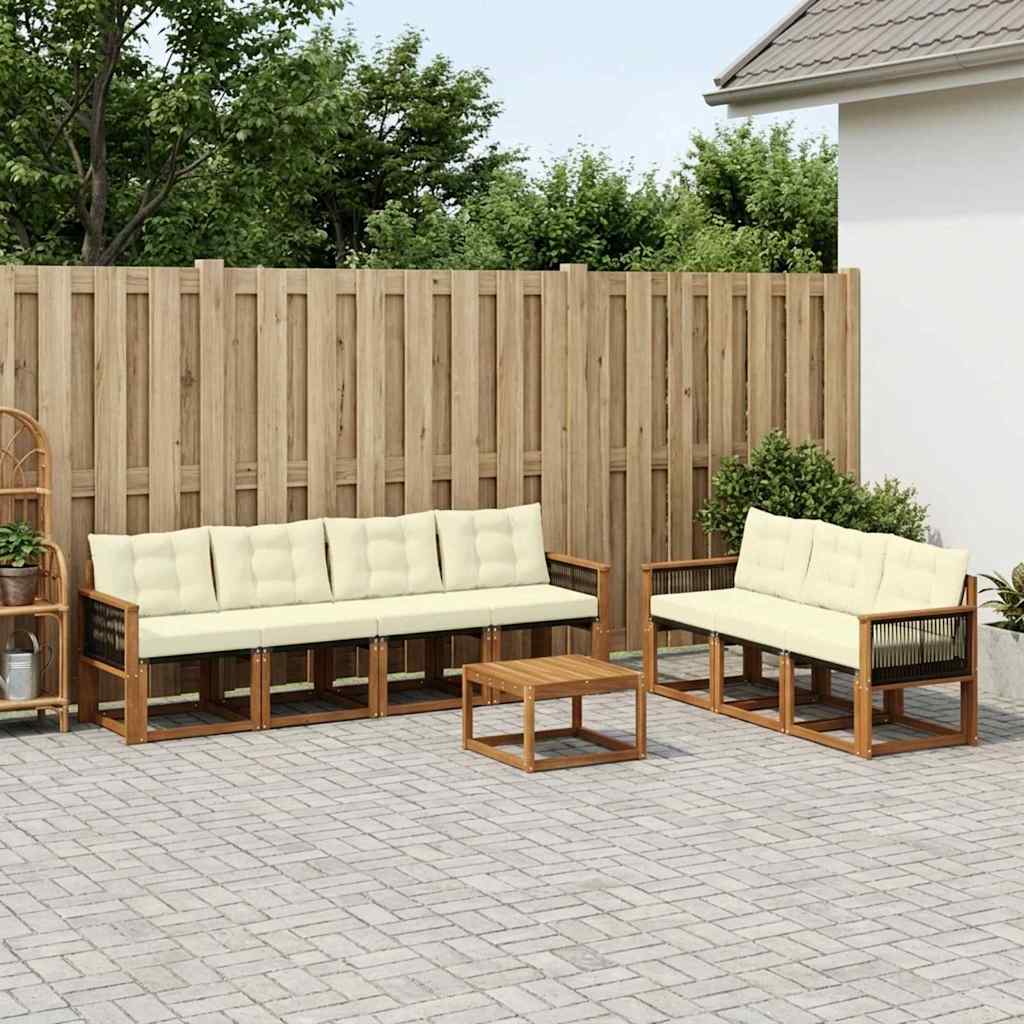 Outdoor-Sofagarnitur 8 stk. Natur und Creme