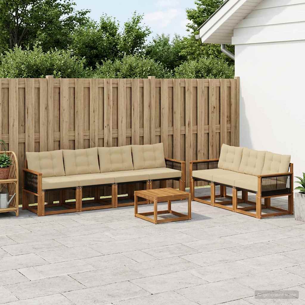 Outdoor-Sofagarnitur mit Kissen 8 pcs Natur und Beige