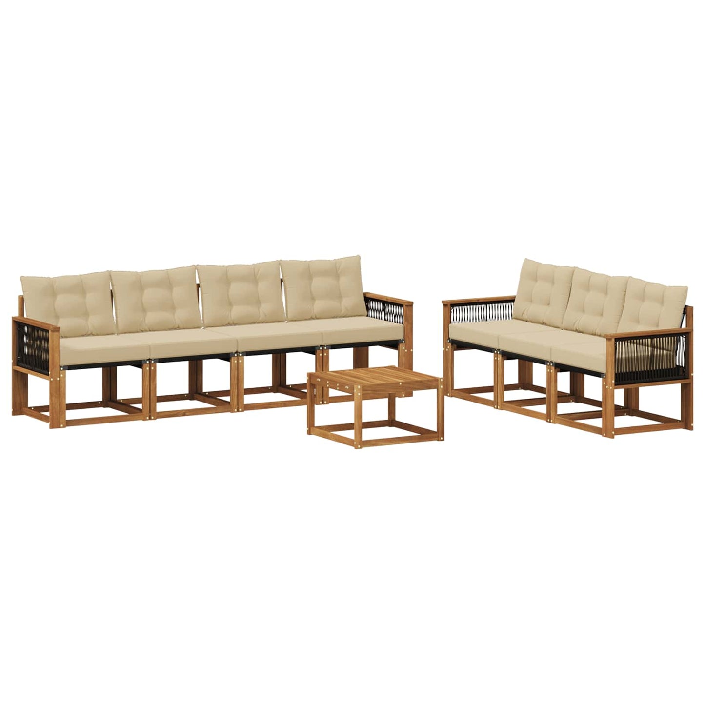 Outdoor-Sofagarnitur mit Kissen 8 pcs Natur und Beige