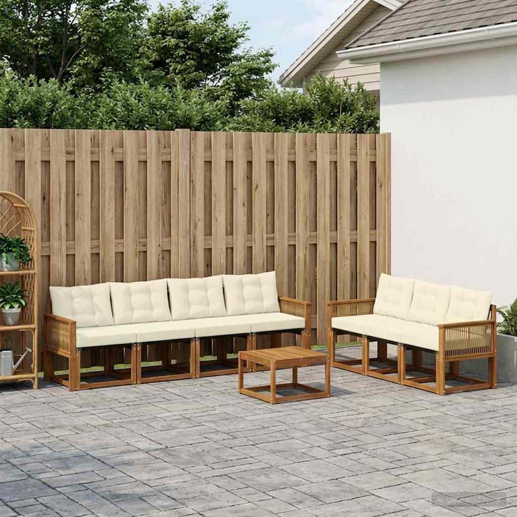 Outdoor-Sofagarnitur 8 stk. Natur und Creme