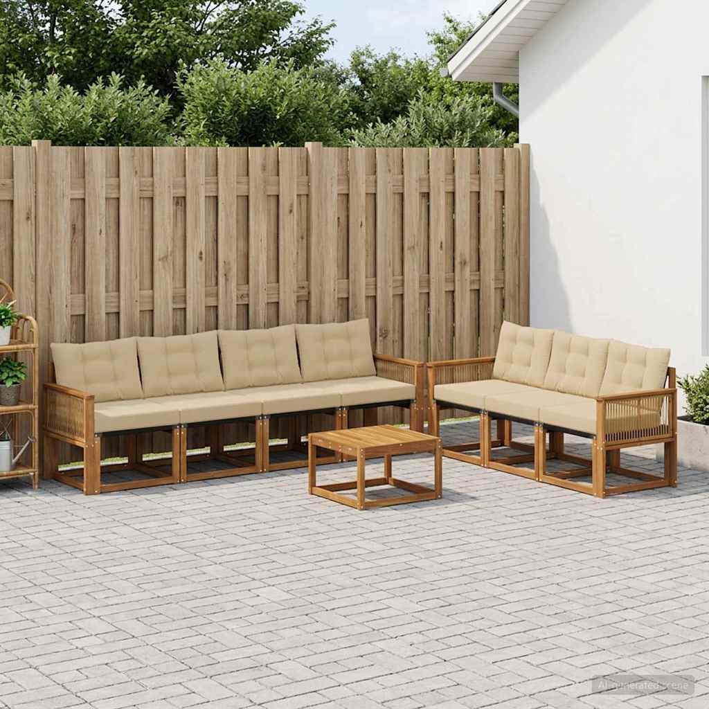 Outdoor-Sofagarnitur 8 stk. Natur und Beige