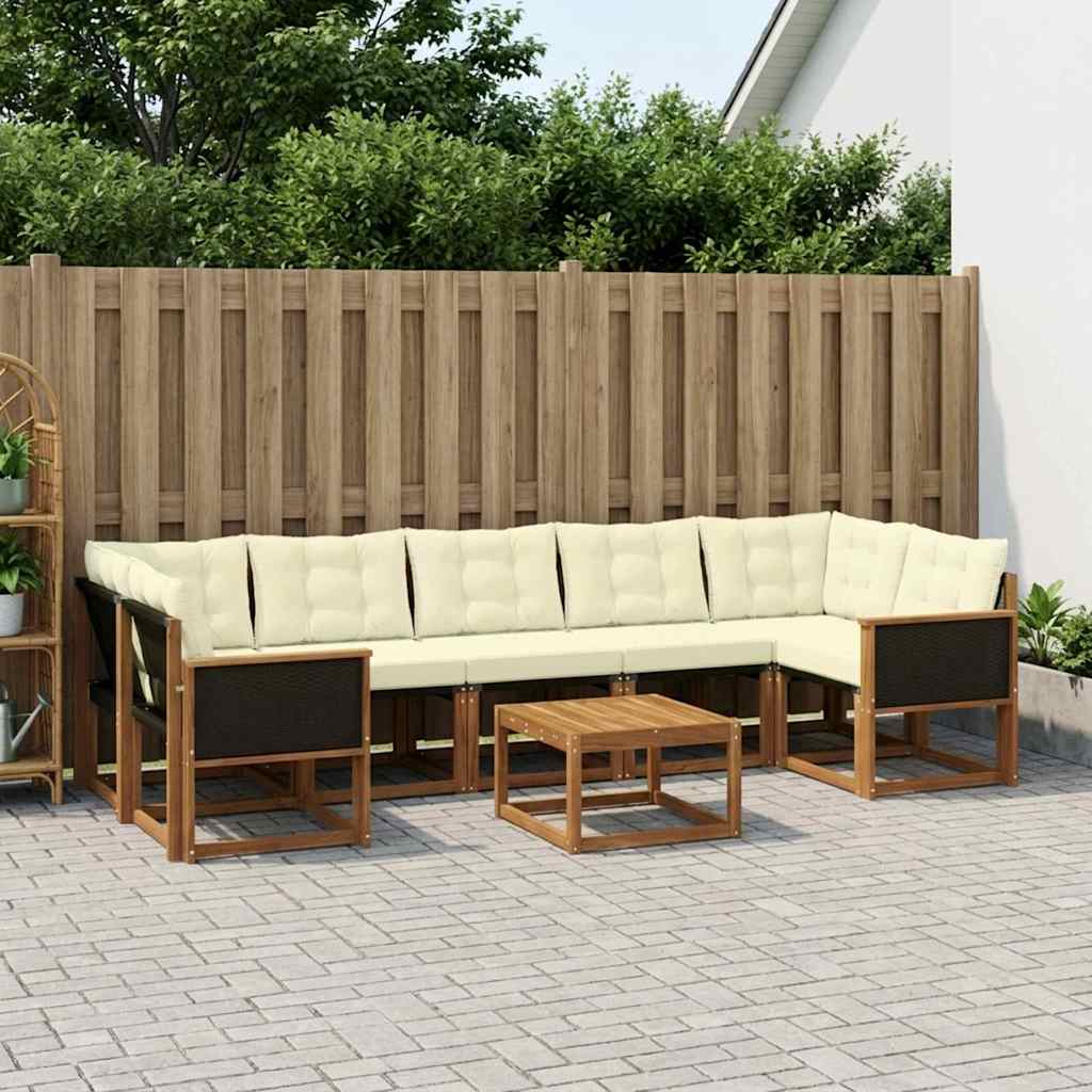 Outdoor-Sofagarnitur 8 stk. Natur und Creme