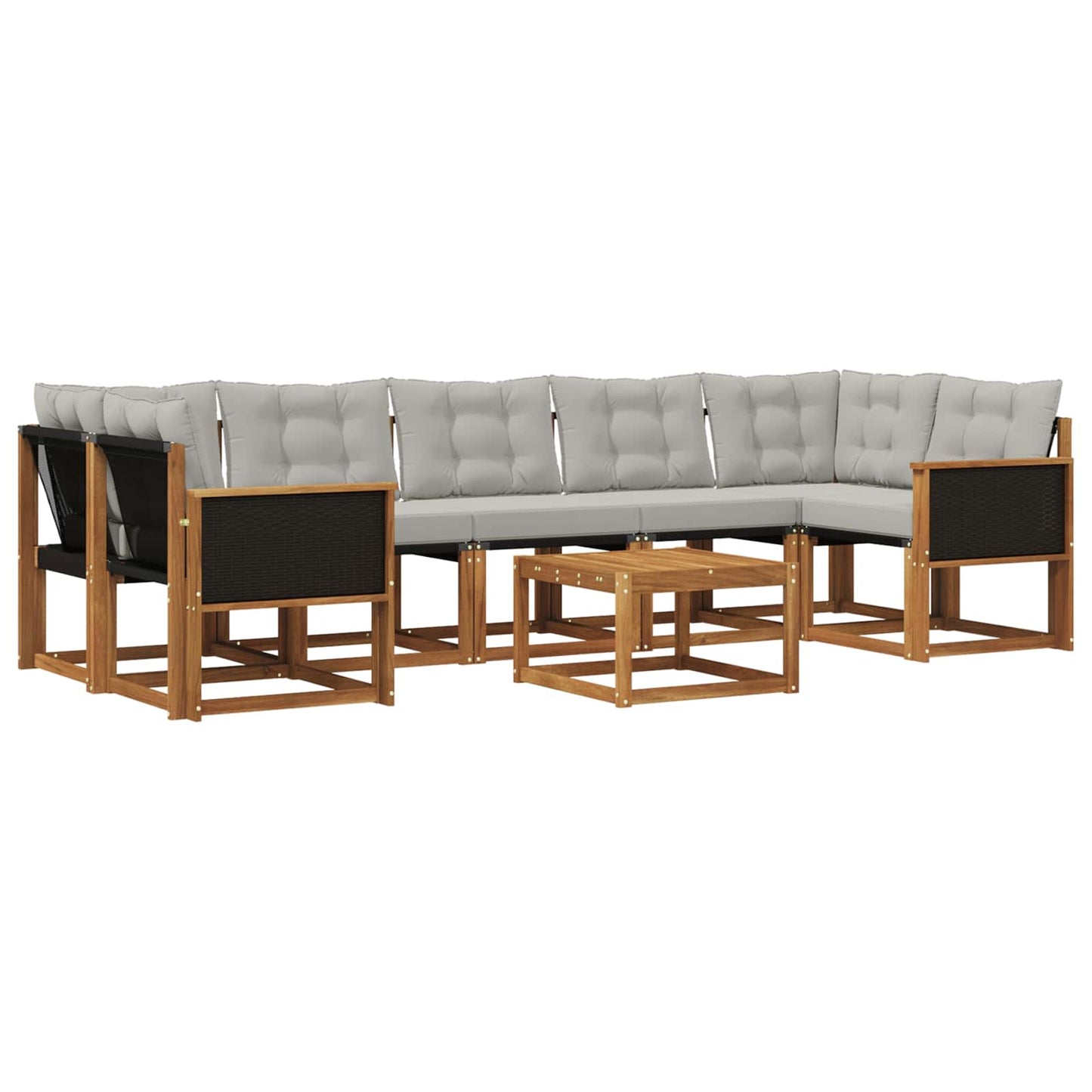 Outdoor-Sofagarnitur mit Kissen 8 pcs Natürlich und Hellgrau